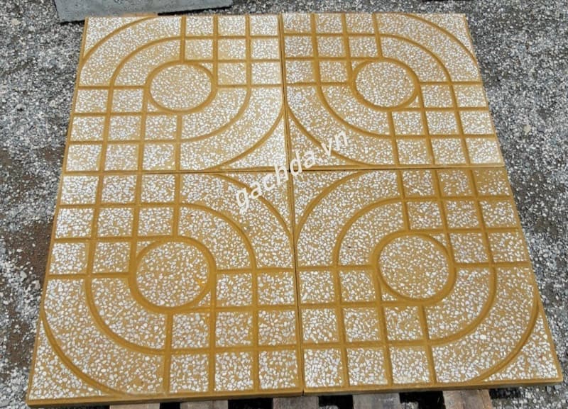 Gạch Lát Vỉa Hè 40x40 Terrazzo Mắt Nai Vàng