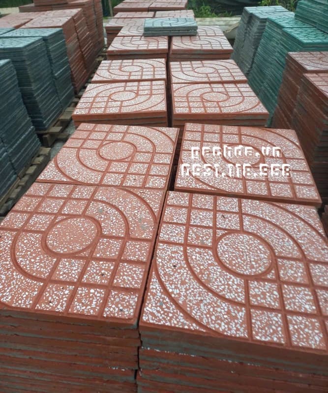 Gạch Lát Vỉa Hè 40x40 Terrazzo Mắt Nai Đỏ