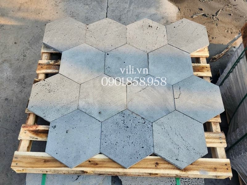 Đá tổ ong xám lục giác lát sân D25
