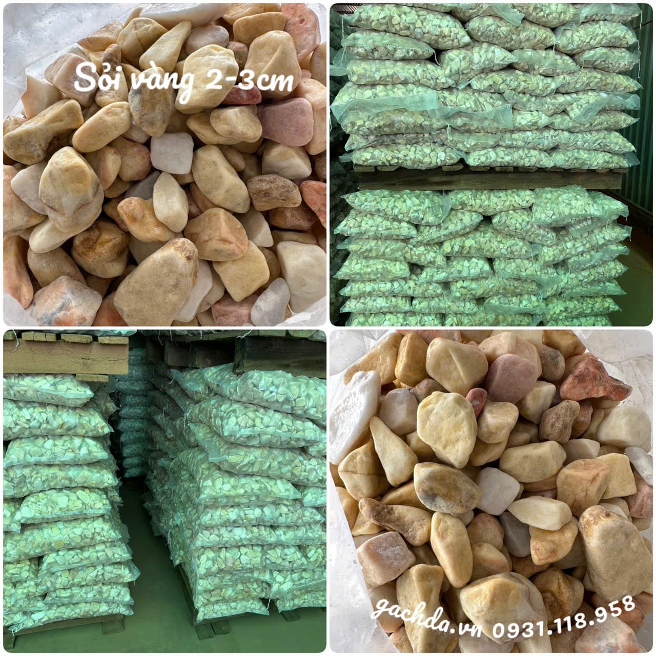 Sỏi vàng 2-3cm trang trí sân vườn