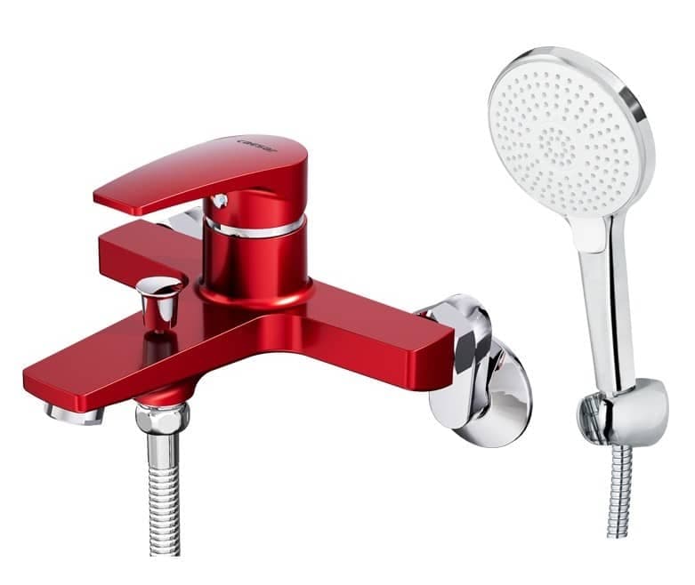 Vòi Sen Nóng Lạnh CAESAR S393CR Màu Đỏ Tay Sen Massage