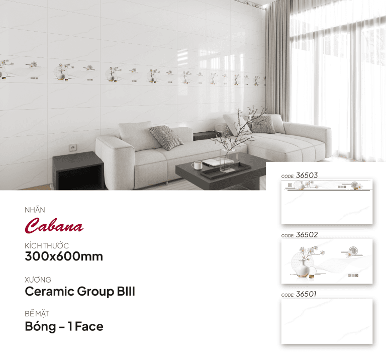 Gạch ốp tường 30X60 Catalan 36503 - 36502 - 36501 men bóng