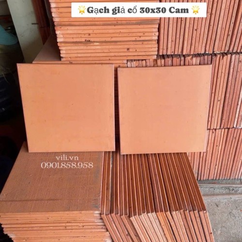 Gạch tàu thủ công lát nền 30x30 Cam