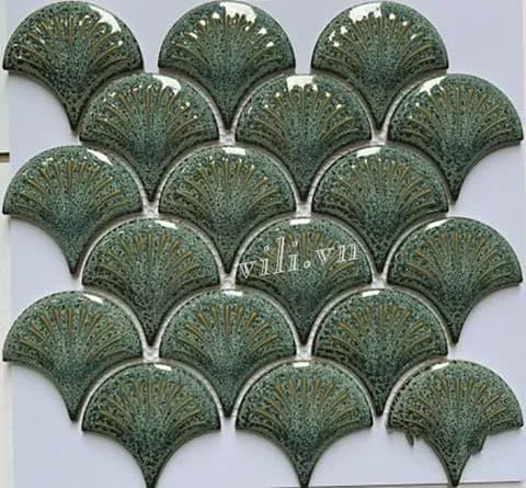 Gạch trang trí mosaic vảy cá vỏ sò gốm xứ MHF 18