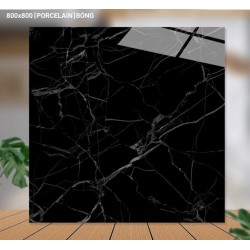 Gạch lát nền 80X80 Catalan 80086 đá bóng đen vân trắng