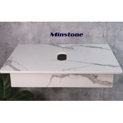 Bàn đá lavabo Minstone M104 50x70 trắng vân mây