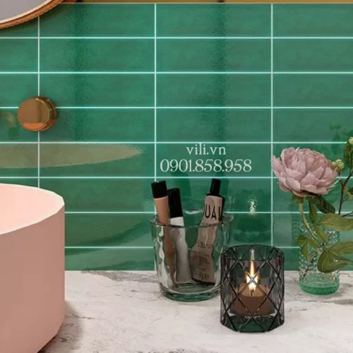 Gạch thẻ men rạn 6X20 cm VL60206B xanh lá nhạt