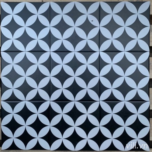 Gạch bông lát nền 20x20 VL212 đồng tiền đen & trắng