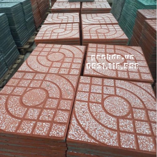 Gạch Lát Vỉa Hè 40x40 Terrazzo Mắt Nai Đỏ