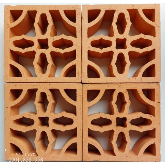 Gạch bông gió đỏ hoa phượng  20x20x6  - Giải pháp thông gió hiệu quả