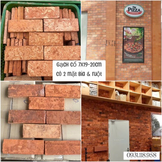 Gạch cổ bìa ốp tường 7x19-20 cm ốp trang trí