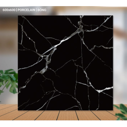 Gạch lát nền 60X60 Catalan 66020 đá bóng đen vân trắng
