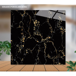 Gạch lát nền 60X60 Catalan 66051 đá bóng đen vân vàng