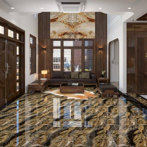 Gạch lát nền 80X80 Catalan XS 80058 đá bóng đen vân cam