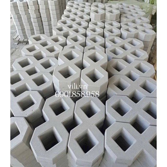 Gạch trồng cỏ số 8 bóng mờ - gạch 2 lỗ