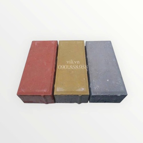 Gạch Vỉa Hè Chữ Nhật Nhám Xám - Đỏ - Vàng