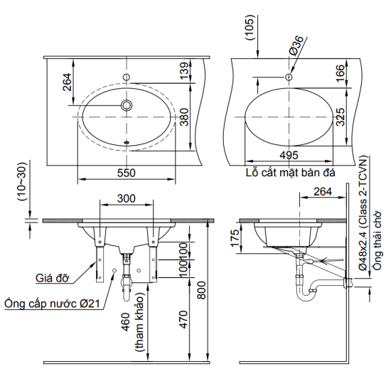 Chậu Rửa Lavabo Inax AL-2216V (AL2216V) Âm Bàn Aqua Ceramic