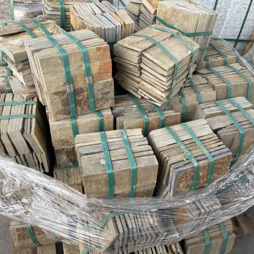 Đá chẻ vàng tự nhiên 10x20 ốp trang trí