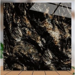 Gạch lát nền 80X80 XSMART 90057 đá bóng đen vân cam - 4 Face