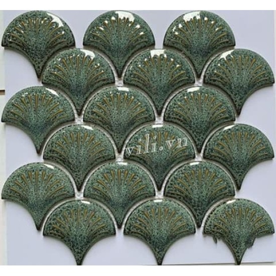 Gạch trang trí mosaic vảy cá vỏ sò gốm xứ MHF 18