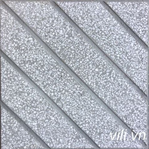 Gạch Vỉa Hè 40x40 Terrazzo Sọc Chéo Xám