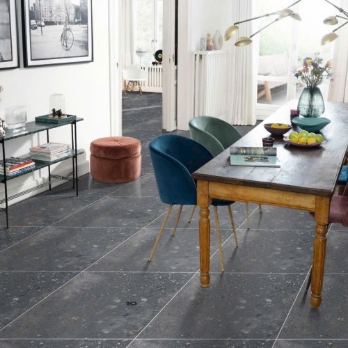 Gạch lát nền terrazzo Ấn Độ 60X60 Stone Dark đá mờ nhám