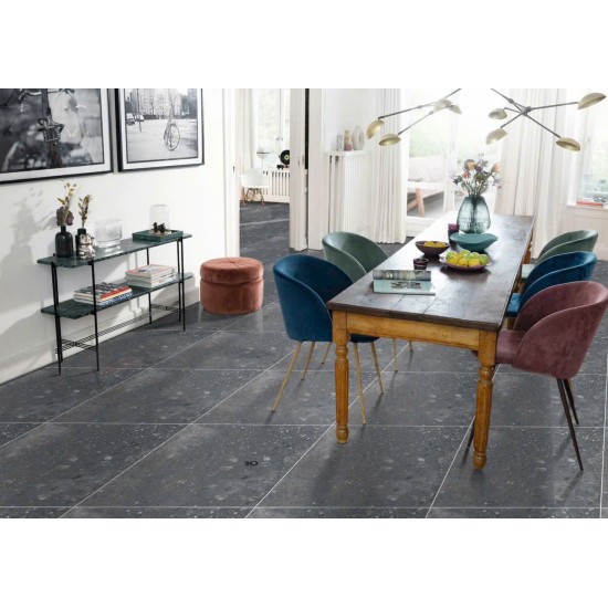 Gạch lát nền terrazzo Ấn Độ 60X60 Stone Dark đá mờ nhám
