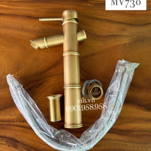Vòi lavabo trúc đồng cổ cao MV730 nóng lạnh Vòi lavabo trúc đồng cổ cao MV730 nóng lạnh