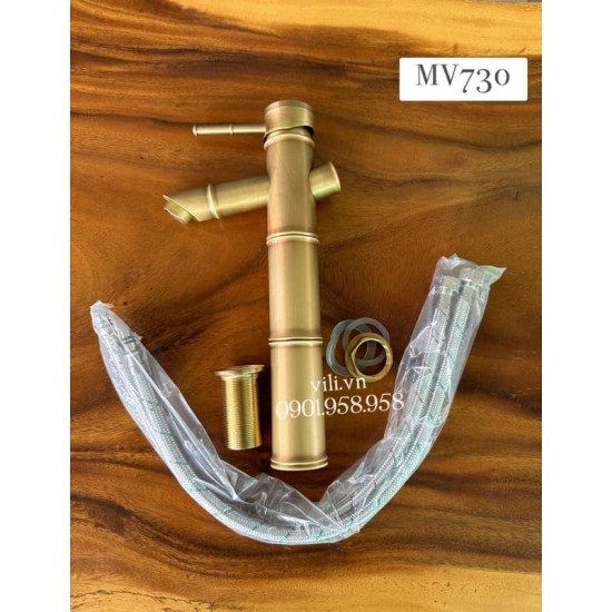 Vòi lavabo trúc đồng cổ cao MV730 nóng lạnh