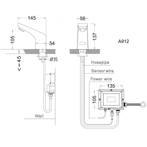 Vòi Cảm Ứng Lavabo CAESAR A912
