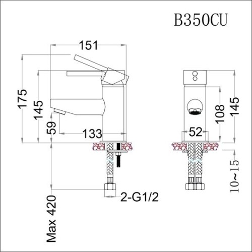 Vòi Lavabo Caesar B350CU Nóng Lạnh