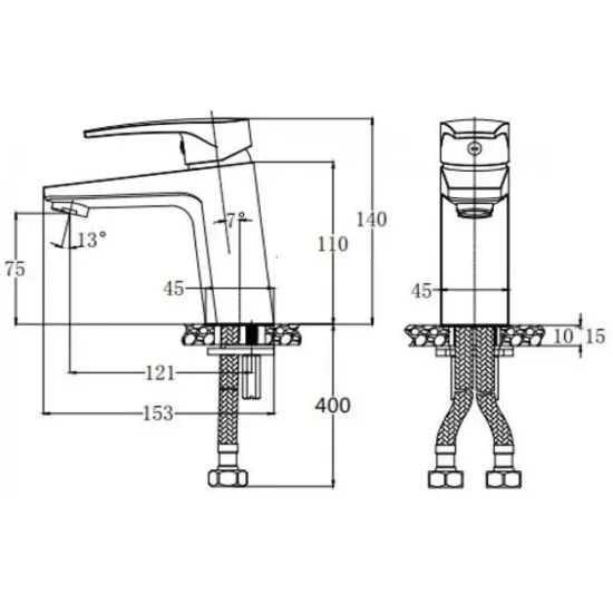 Vòi Lavabo Caesar B390CGU Màu Vàng Nóng Lạnh