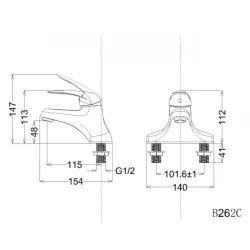 Vòi Nóng Lạnh Lavabo CAESAR B262CU Bộ Xả Nhấn Nhựa