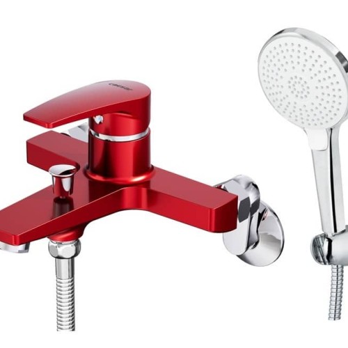 Vòi Sen Nóng Lạnh CAESAR S393CR Màu Đỏ Tay Sen Massage