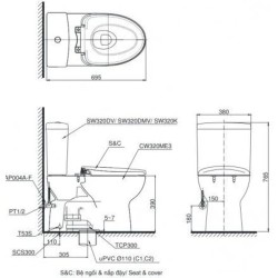 Bàn Cầu TOTO CS325DRT8 Hai Khối Nắp TC600VS