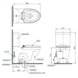 Bàn Cầu Điện Tử TOTO CS818CDW12 Nắp Tự Động Đóng Mở