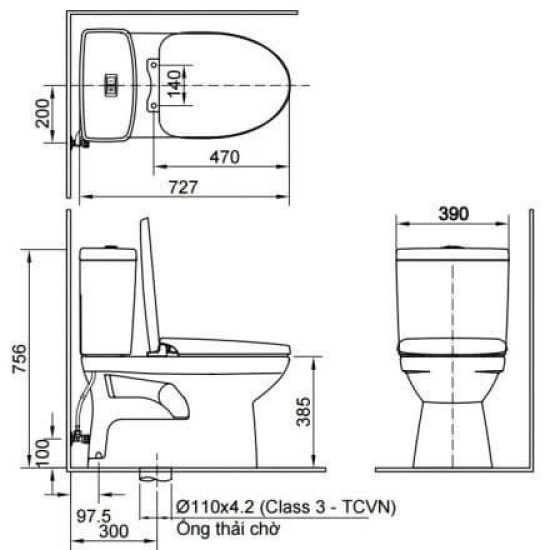 Bàn cầu nắp điện tử INAX AC-504A/CW-H17VN