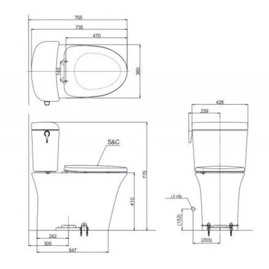 Bàn Cầu TOTO CW190K/SW190K Hai Khối