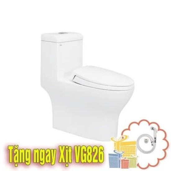 Bàn Cầu Viglacera V45M Một Khối Nắp V68 Tặng Tay xịt VG826