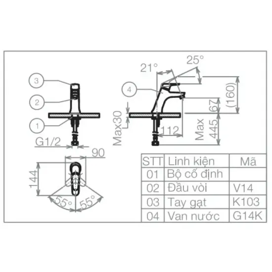 Vòi Lavabo Viglacera VG103 Lạnh