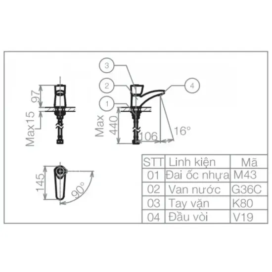 Vòi Lavabo Viglacera VG106 Lạnh