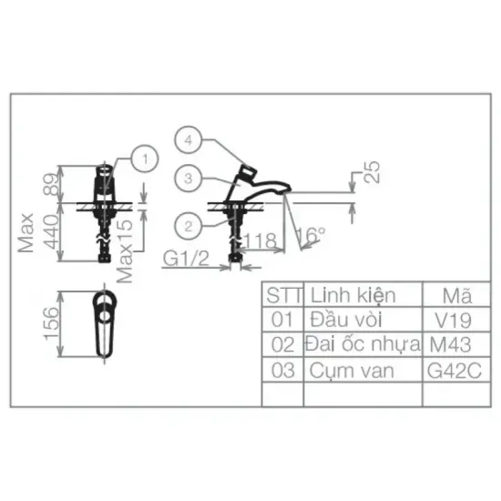 Vòi Lavabo Viglacera VG109 Lạnh Bán Tự Động