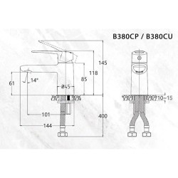 Vòi Nóng Lạnh Lavabo CAESAR B380CU Bộ Xả Nhấn