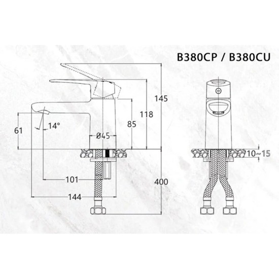 Vòi Nóng Lạnh Lavabo CAESAR B380CU Bộ Xả Nhấn