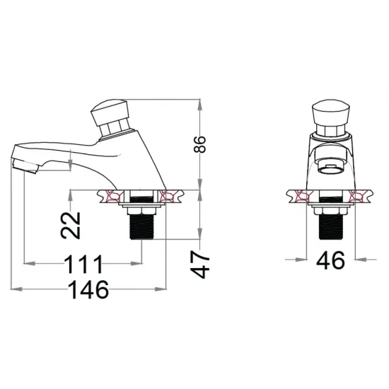 Vòi Lạnh Lavabo CAESAR B053CU (BF053) Xả Nhấn Bán Tự Động