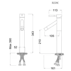 Vòi Nóng Lạnh Lavabo CAESAR B228CU (B228C) Cổ Cao