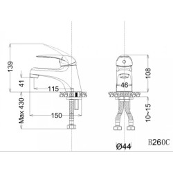Vòi Nóng Lạnh Lavabo CAESAR B260CU Bộ Xả Nhấn