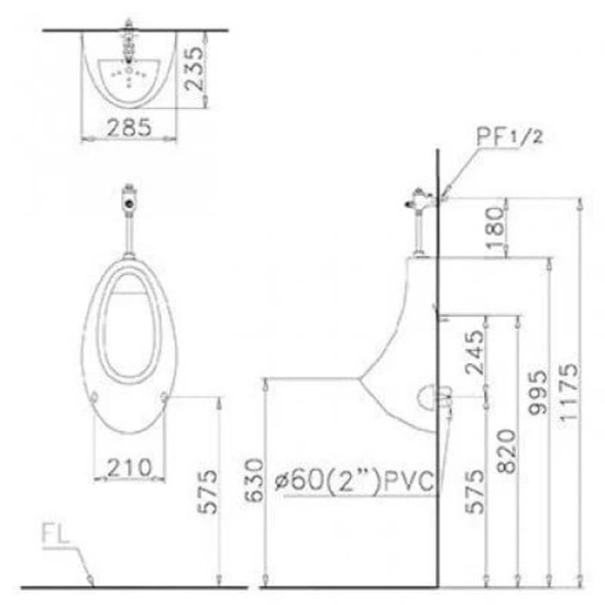 Bồn Tiểu Nam CAESAR U0221 Treo Tường