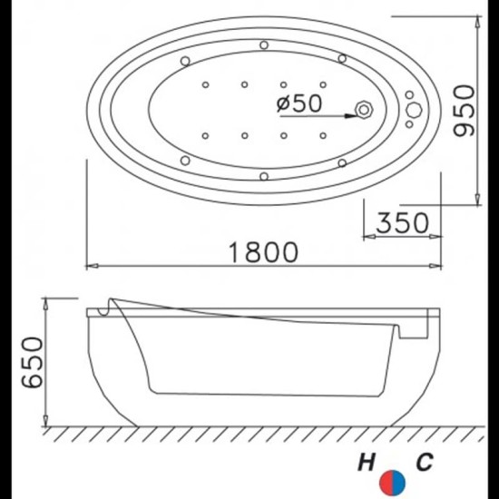 Bồn Tắm Lập Thể Chân Yếm CAESAR AT6480