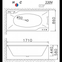 Bồn Tắm Massage Xây 1.7M CAESAR MT0870